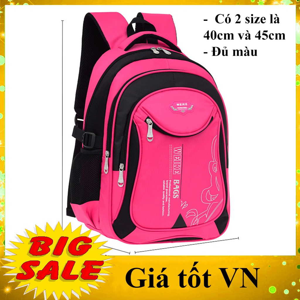 Balo màu hồng nhiều ngăn trang nhã cho bé gái đi học, cặp sách chất đẹp mềm êm thoáng khí cho học sinh lớp 1- lớp 9