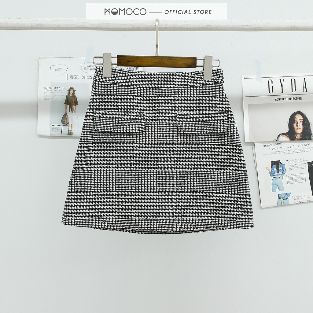 Chân Váy Kẻ MOMOCO  Thiết Chữ A Basic, Có Túi Lắp 2 Bên M2731
