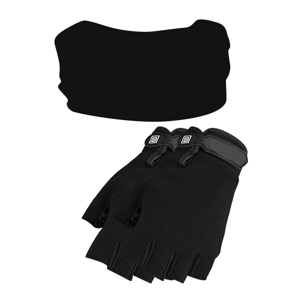 Găng Tay Chiến Thuật Hở Ngón 511 Và Khăn Đen Trơn (Size L)