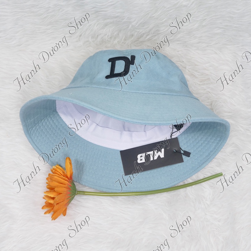 Nón bucket nhung nón bo nhung sớ nhuyễn thêu chữ D' vải nhập có tem phía trong phù hợp cả nam và nữ