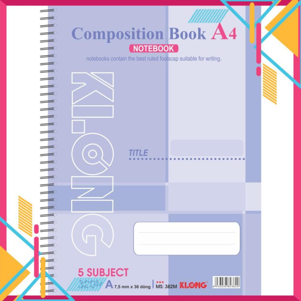 [Sổ vở đẹp] Sổ lò xo KLONG 320tr A4 Compostion Book, 5 Subiject; MS: 382