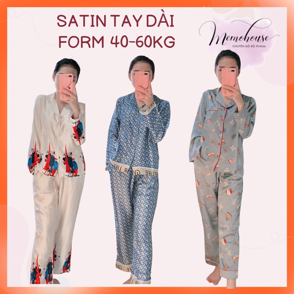 Đồ Bộ Pijama Satin Cao Cấp Tay Dài Quần Dài <60Kg