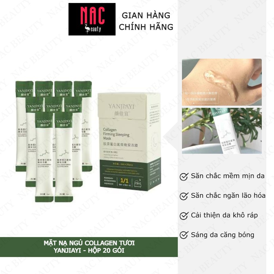 [Chính hãng] Một Hộp 20 Gói Mặt Nạ Ngủ Thạch Collagen bioaqua Nâng Cơ, Căng Bóng, Bổ Sung Collagen Gấp 5 Lần