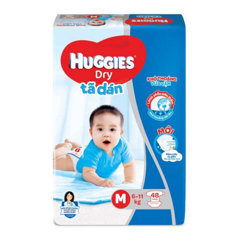 Bỉm -Tã dán Huggies Size M 48 miếng (chi bé 6-11kg).