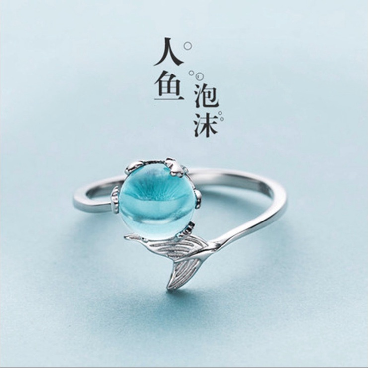 Nhẫn Đeo Ngón Trỏ Thiết Kế Hở Hình Nàng Tiên Cá Phong Cách Nhật Hàn