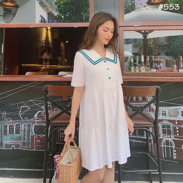 Đầm Thủy Thủ trắng _ hình thật chụp sàn