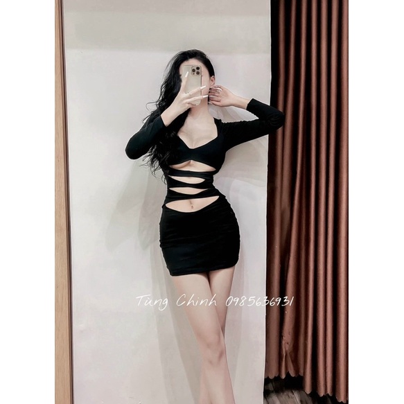 ĐẦM BODY TAY DÀI CUT OUT 3 TẦNG 💋