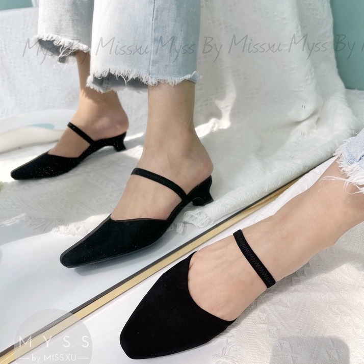 Giày nữ mũi vuông quai thun sau 3 cm thời trang MYSS - SU132