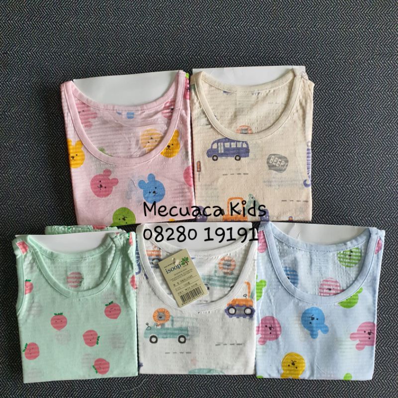 Bộ cộc tay/ba lỗ cotton giấy Isoop xuất Hàn nhiều hình cho bé trai bé gái.