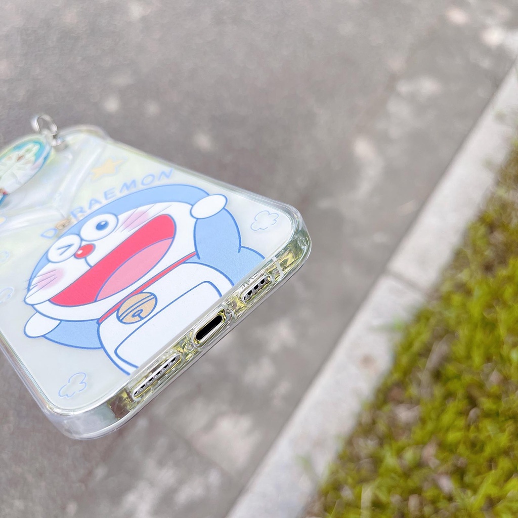 Dễ Thương Ốp Điện Thoại In Hình Doraemon Có Chuông Và Dây Đeo Cho Iphone 7 8 Plus Se2 11 Pro X Xs Max Xr