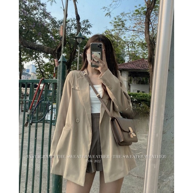 Áo vest 2 lớp đệm vai khuy tay oversize the.sweaterweather TSW | WebRaoVat - webraovat.net.vn