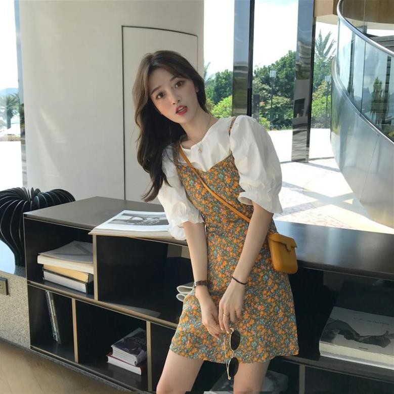 [Mã HANGXINH1 giảm 50k đơn tối thiểu 200k] Set váy hoa sơ mi trắng phong cách Hàn Quốc (Kèm ảnh thật) - V049 | BigBuy360 - bigbuy360.vn