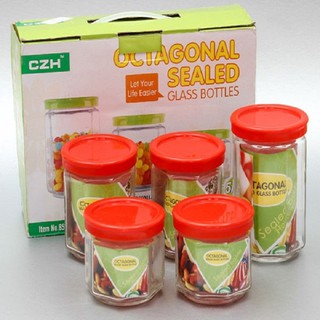 Sét/bộ 5 lọ/hũ thủy tinh đựng gia vị cao cấp tiện lợi