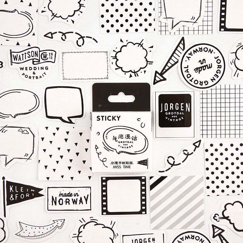 Hộp 46 Sticker cute miếng dán thiết kế dễ thương dùng trang trí độc đáo