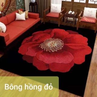 Thảm Trải Sàn Bali 5D mẫu hoa Hồng đỏ 1m6x2m3