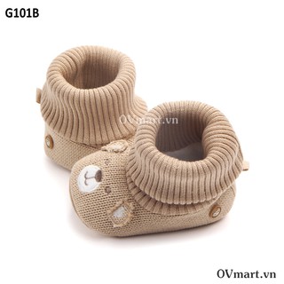 giày cho bé - giày len gấu nâu