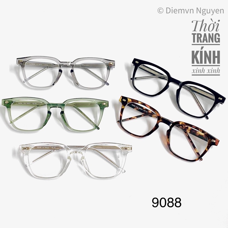 Gọng cận kính vuông Hàn Quốc Kubo 9080, Gọng cận nam nữ Acetate-lõi thép cứng cáp