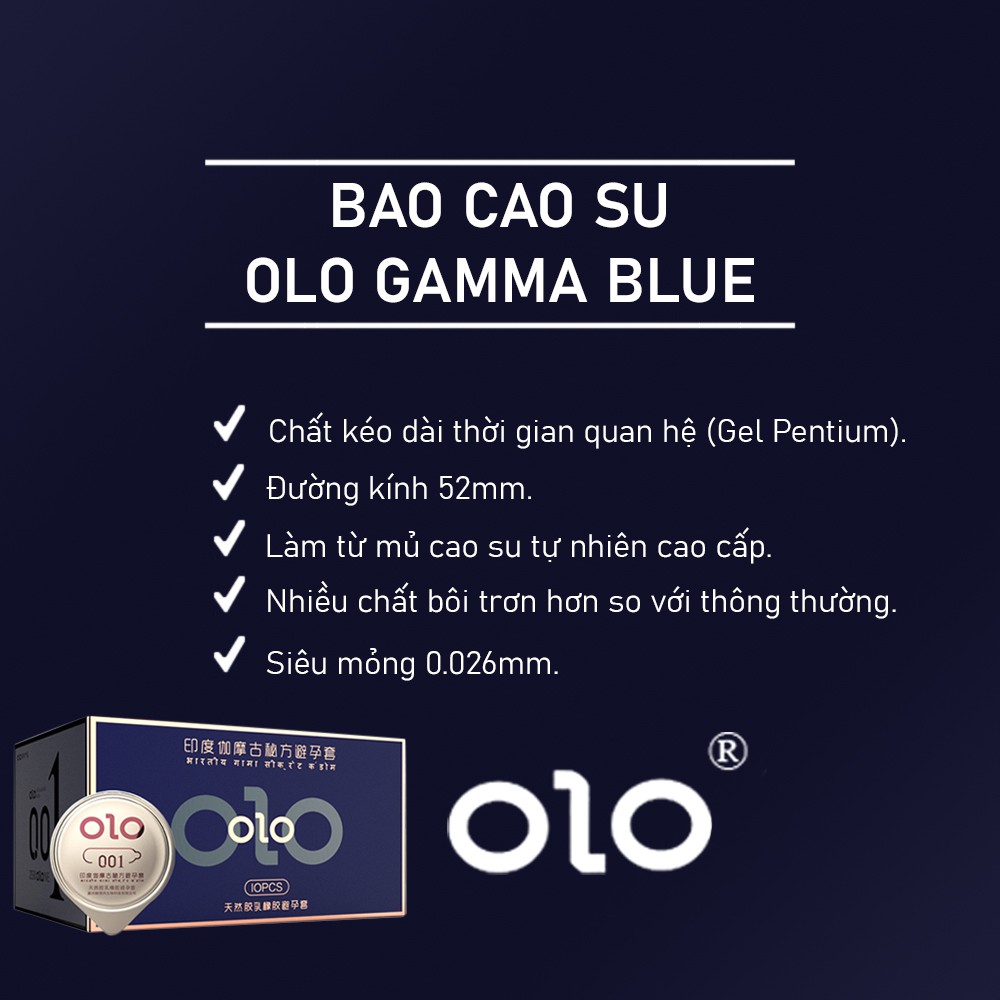 Bộ 2 Hộp Bao Cao Su OLO 001 Feeling Ultrathin và OLO Gamma Xanh Kéo Dài Thời Gian 20 bao