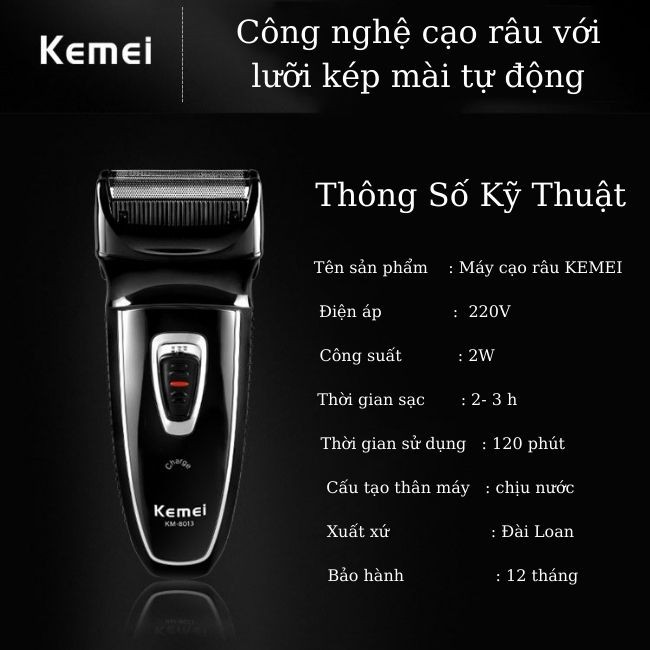 Máy Cạo Râu Đa Năng, May Cao Rau Nam Khô Không Đau, Không Rát Chính Hãng Kemei 8013