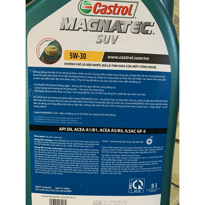 Dầu Nhớt Động Cơ CASTROL Magnatec Suv 5W-30 5L Chuyên Cho Dòng Xe Suv Xe Bán Tải Hibucenter