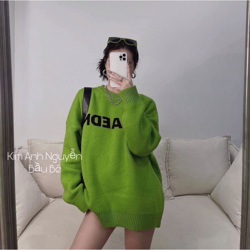 Áo Len Xanh Chữ Màu Xanh Lạ Mắt, Cá Tính Cho Các Nàng Diện Đây