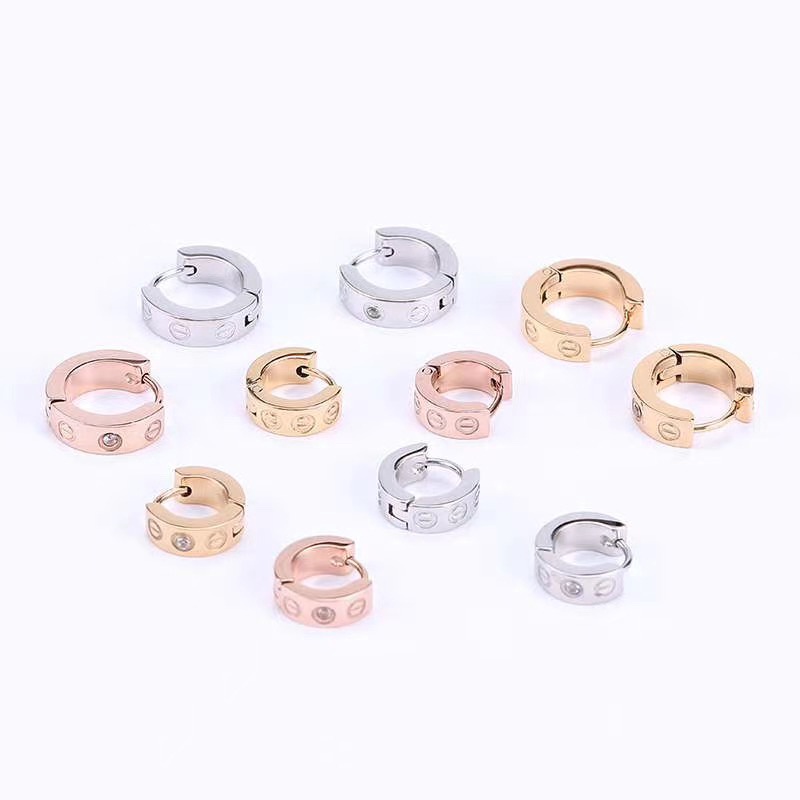 Bán Chạy Khuyên Tai Thép Titan Đính Kim Cương Sang Trọng Đơn Giản Thời Trang Cao Cấp Phong Cách Mới