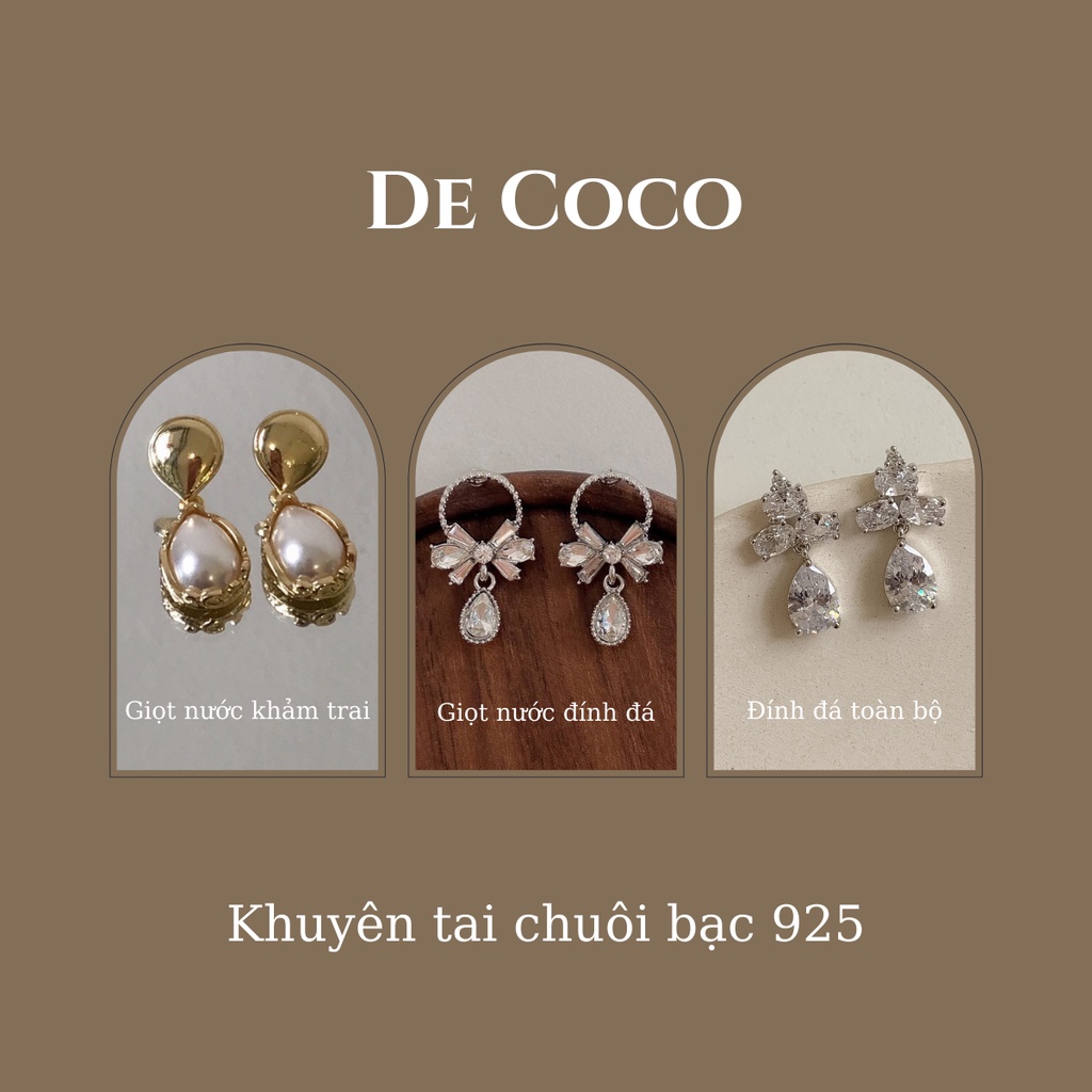 Khuyên tai nữ vintage hình giọt nước De Coco