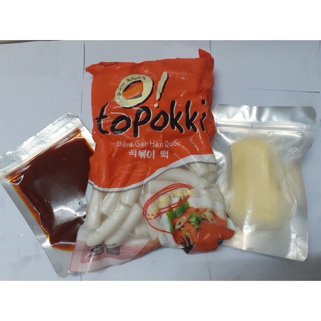 combo bánh gạo tokbokki +bánh gạo nhân phô mai+100g bột phô mai+200g sốt