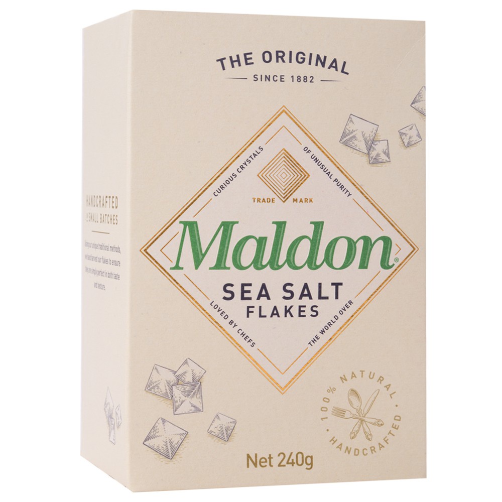 Muối ăn cao cấp hiệu Maldon sea salt flakes - Nhập khẩu Anh Quốc 240g