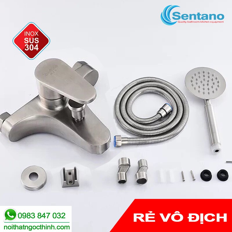 Bộ Củ Sen Tắm Nóng Lạnh Inox 304 Cao Cấp Có Vòi Sen Tăng Áp, Kèm Phụ Kiện