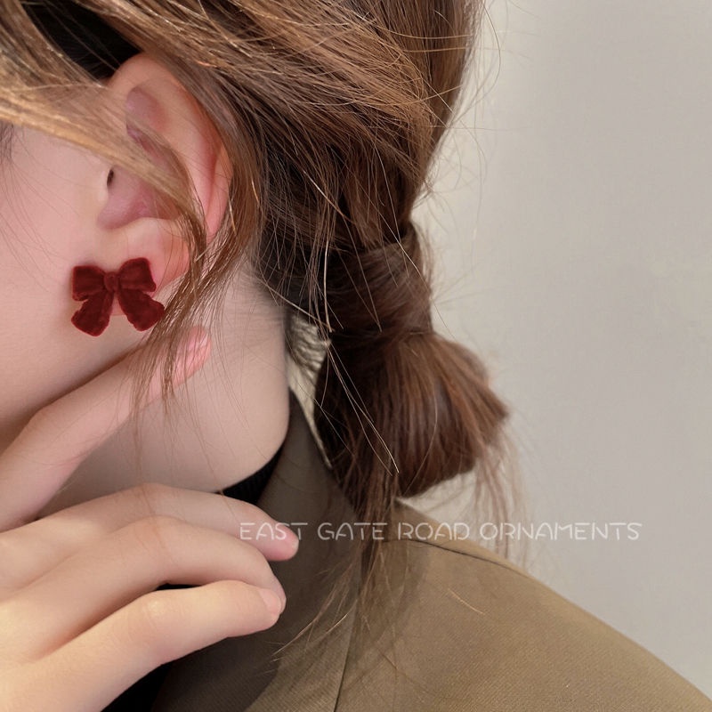 Bông Tai Hình Nơ Bằng Nhung Thời Trang Thu Đông Mới 2022 Cho Nữ