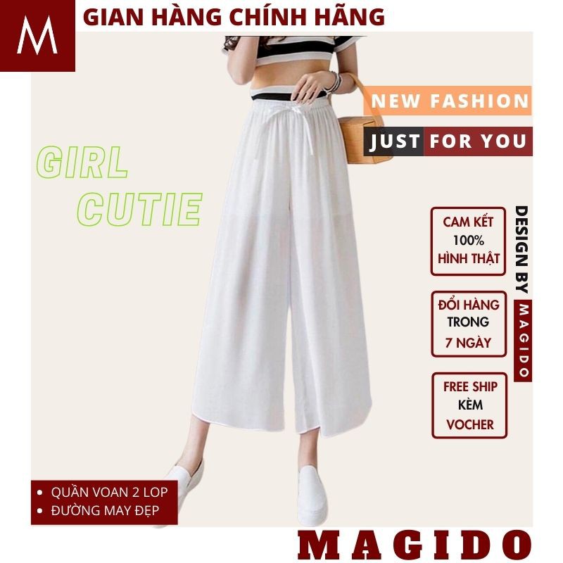 Quần ống rộng 💚quần voan nữ ống rộng ,2 lớp cực xinh phong cách hàn quốc mặc mát dễ phối đồ ulzzang  MAGIDO-