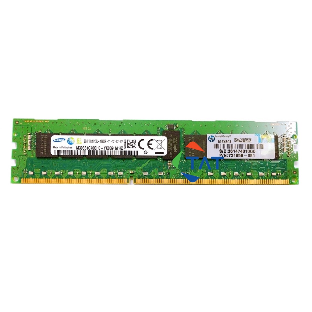 Ram ECC Samsung 8GB DDR3 1600MHz PC3L-12800R 1.35V Registered Dùng cho Server Workstation
