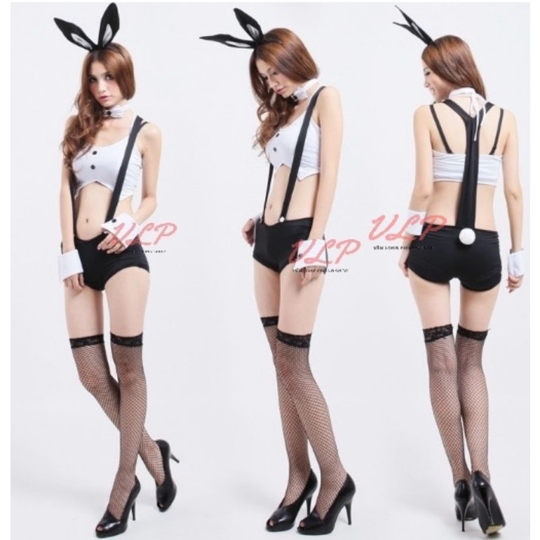 [FREESIZE_62KG]_DN65_Set cosplay thỏ áo yếm quần short yếm