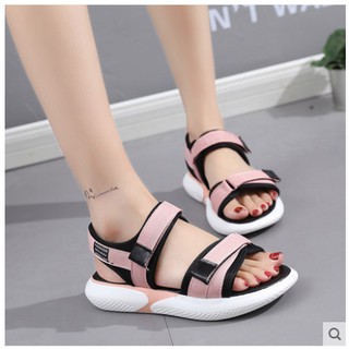 Dép sandal nữ quai ngang đế bằng phong cách Hàn Quốc