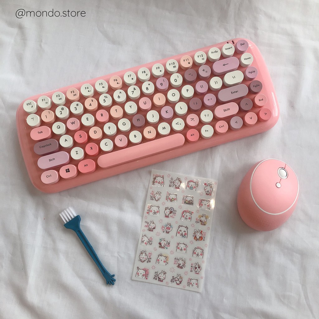 Bộ Bàn Phím Chuột Tròn Giả Cơ Không Dây Candy Mofii Dễ Thương - Tặng kèm stickers
