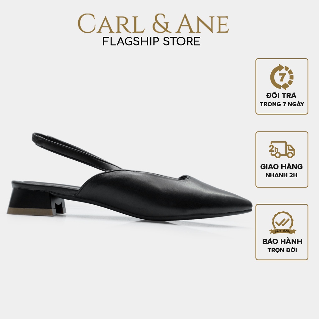 Carl &amp; Ane - Giày cao gót quai mảnh mũi vuông phong cách Hàn Quốc cao 3cm màu đen - CL022