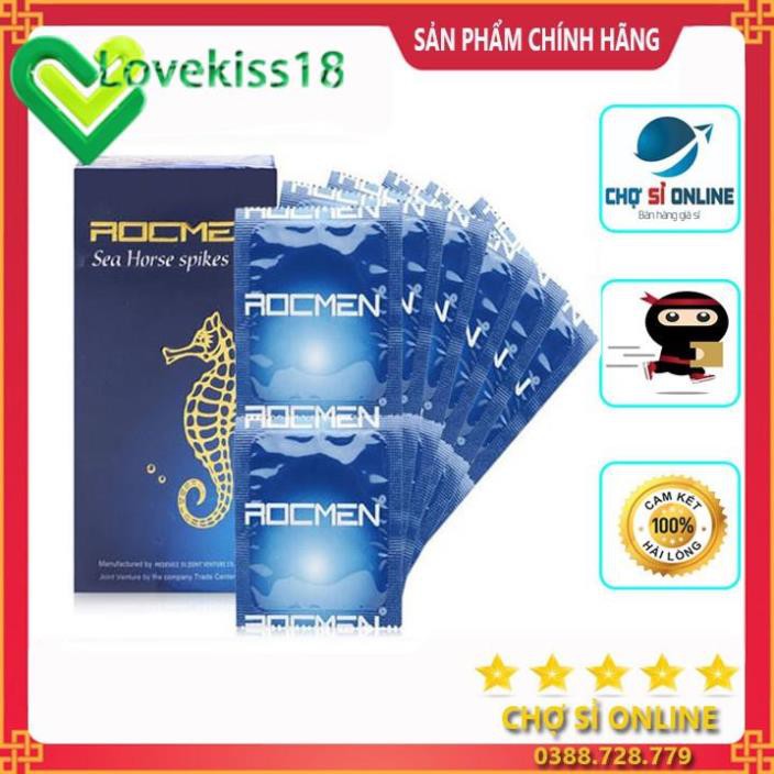 [lovekiss18] bao cao su cao cấp Rocmen cá ngựa tăng khoái cảm hộp 10 chiếc - giá sỉ tốt nhất