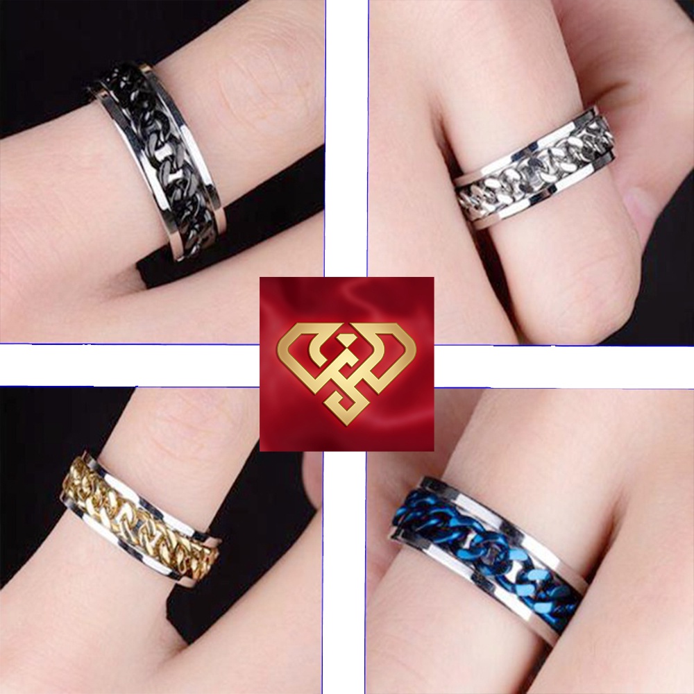 Nhẫn khui bia dây xích xoay unisex nam nữ cao cấp titan mạ giá rẻ bền đẹp