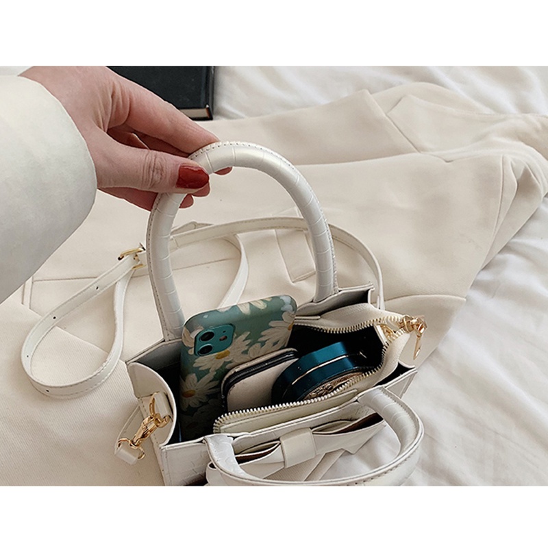 IELGY Túi Đeo Chéo Đính Nơ Thời Trang Xinh Xắn Cho Nữ