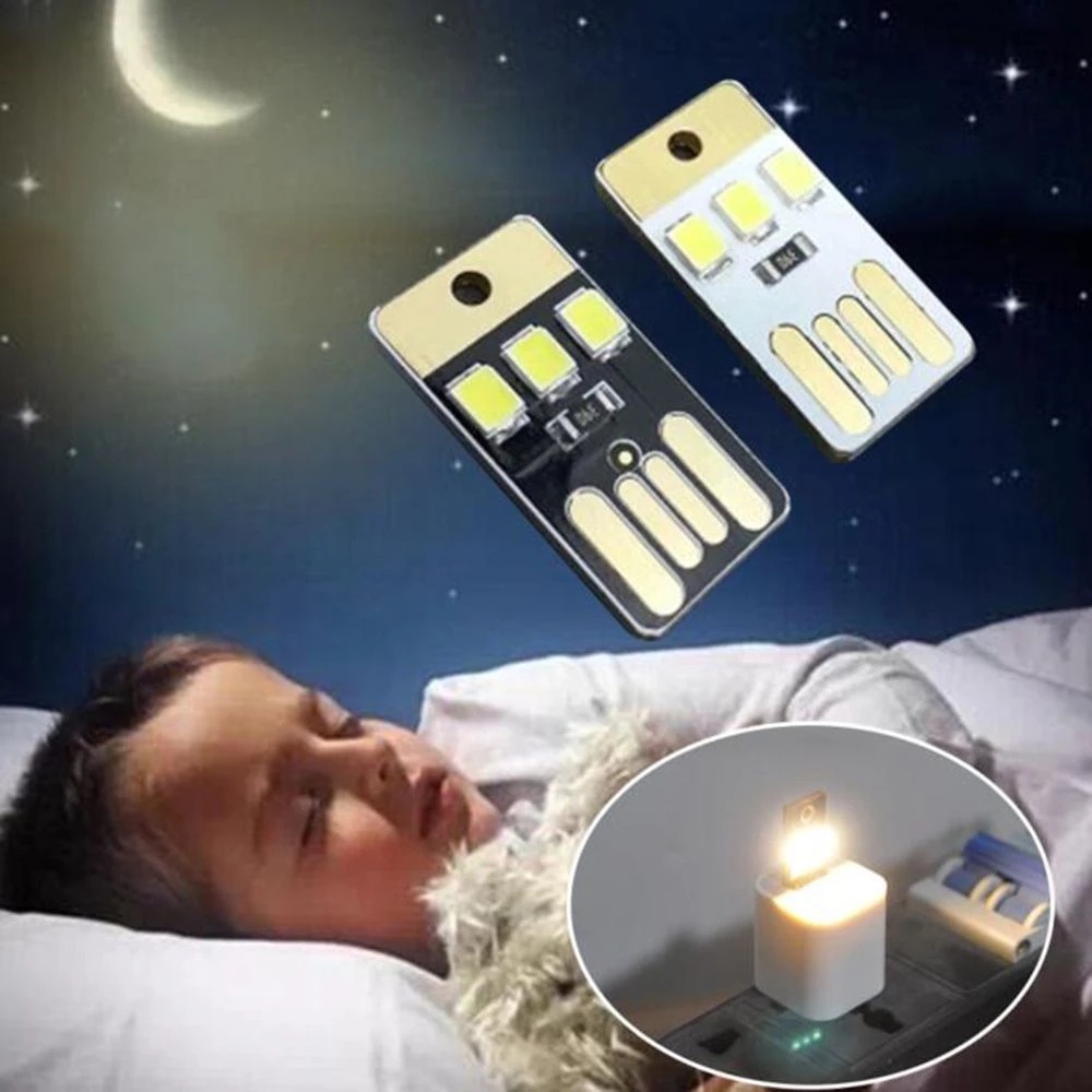 Thẻ Đèn Ngủ LED Mini 0.2W 5V Kèm Sạc USB Siêu Bền Tiện Dụng Mang Theo Du Lịch / Leo Núi
