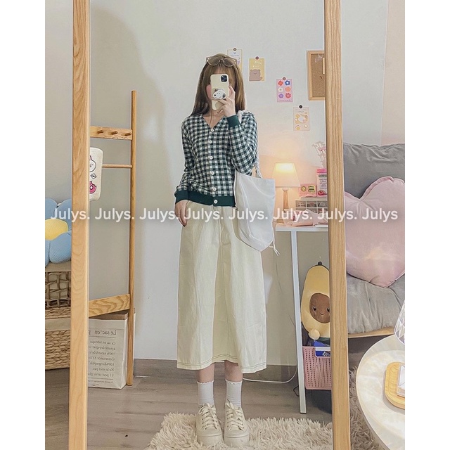 Áo len dáng lửng kẻ ô (ảnh thật shop chụp kèm video cận chất)