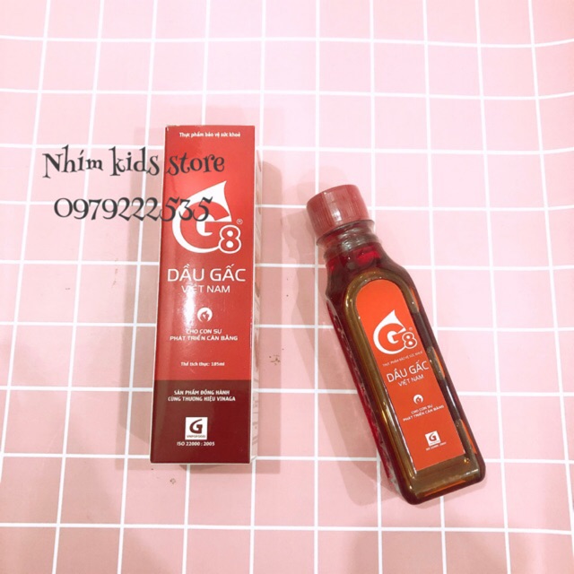 Dầu gấc G8 cho bé ăn dặm 185ml (date 5/2023)