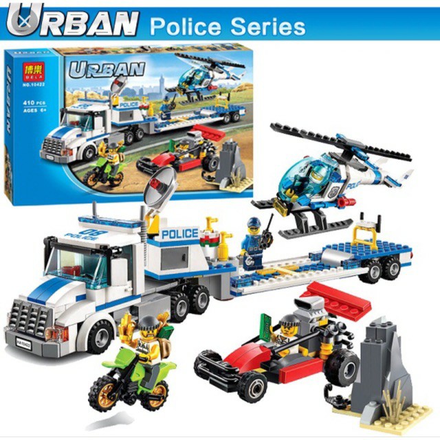 [Mã LIFE0503TOYS1 giảm 10% đơn 150k] Lego City Urban -police seri 10422 Xe tải vận chuyển trực thăng 410 khối