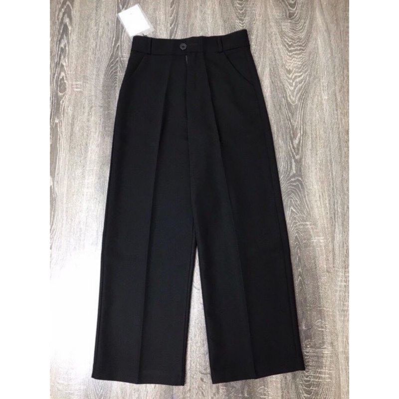 [FREE SHIP] Quần tây ống rộng nữ lưng cao chất vải tuyết hàn Quần xuông đen học sinh - Mặc đi học thể thao đi công sở ở