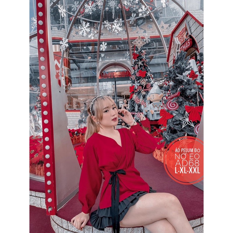 Áo Tết Bigsize pelum đỏ cột nơ đen 55-90kg | BigBuy360 - bigbuy360.vn