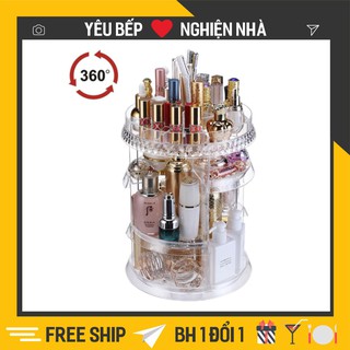 Kệ Mỹ Phẩm Mica Kim Cương 3 Tầng Xoay 360 Độ