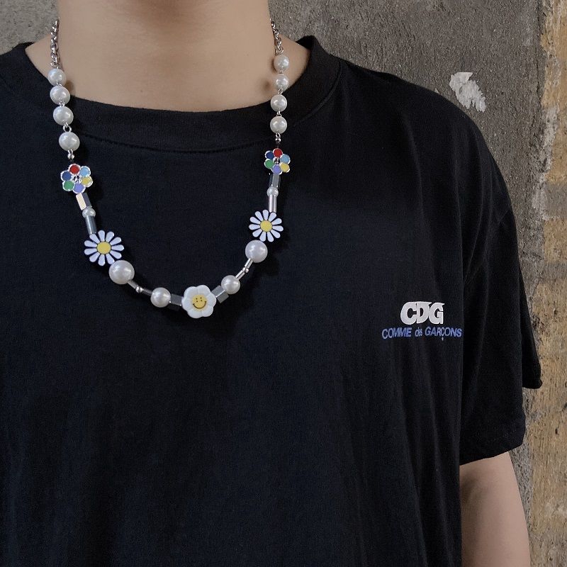 Dây Chuyền Mặt Hoa Cúc Đính Hạt Cườm Phong Cách Hip Hop