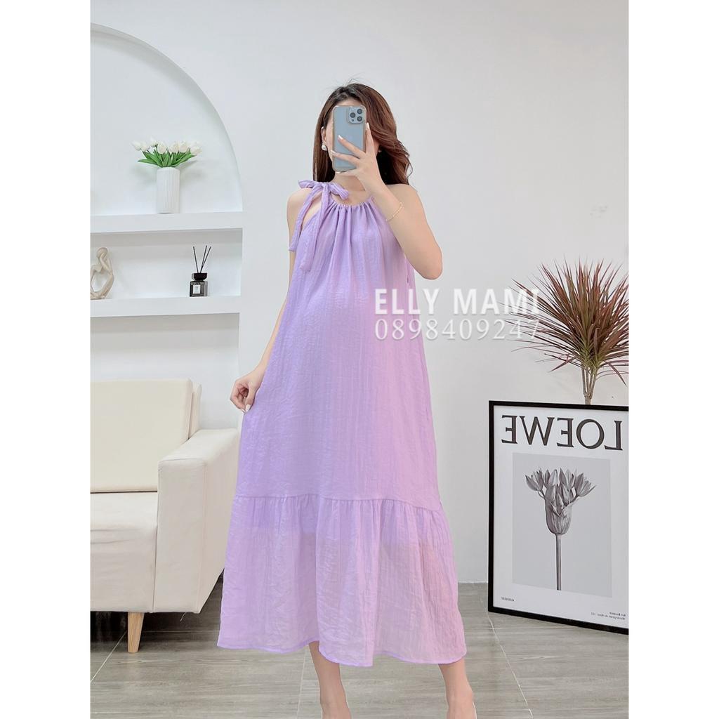 ( 40kg - 75kg ) Đầm Bầu , Suông Voan Cổ Yếm Nơ Điệu Form Dễ Mặc Thoải Mái Suốt Thai Kì &amp; Sau Sinh Thiết Kế Cao Cấp