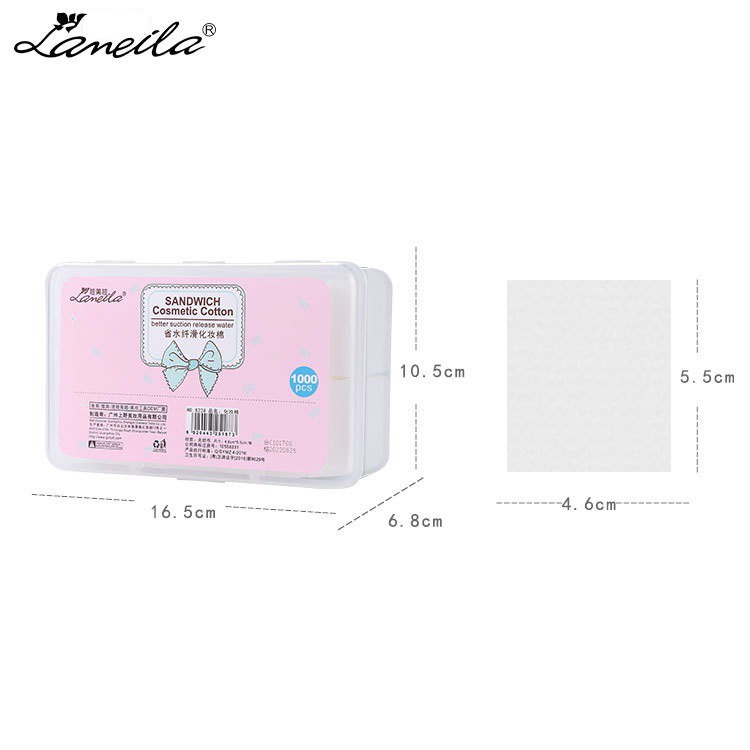 Bông Tẩy Trang Lameila Sandwich Cosmetic Cotton Hộp 1000 Miếng Tha Hồ Xài-W50-C02T3